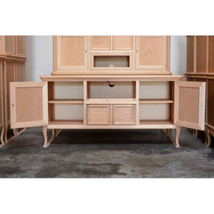 Porta tv classico 2 porte 2 cassetti in legno grezzo l.140 p.45 h.70 - Mobili 2G