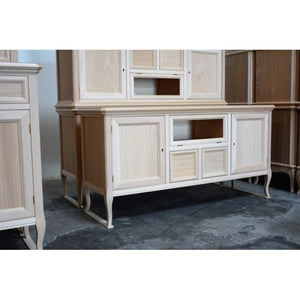 Porta tv classico 2 porte 2 cassetti in legno grezzo l.140 p.45 h.70 - Mobili 2G