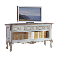 Porta tv classico 3 cassetti legno shabby bianco argento 164x51x56