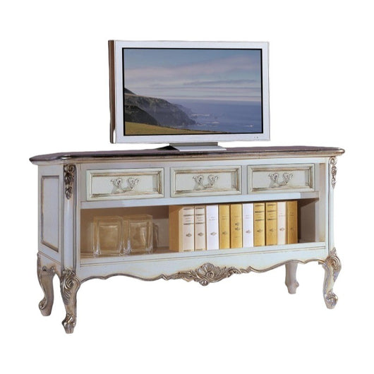 Porta tv classico 3 cassetti legno shabby bianco argento 164x51x56