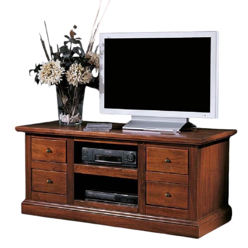 Porta tv classico 4 cassetti 2 vani tinta noce 120x50x53 - Mobili 2G