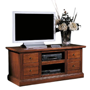 Porta tv classico 4 cassetti 2 vani tinta noce 120x50x53 - Mobili 2G