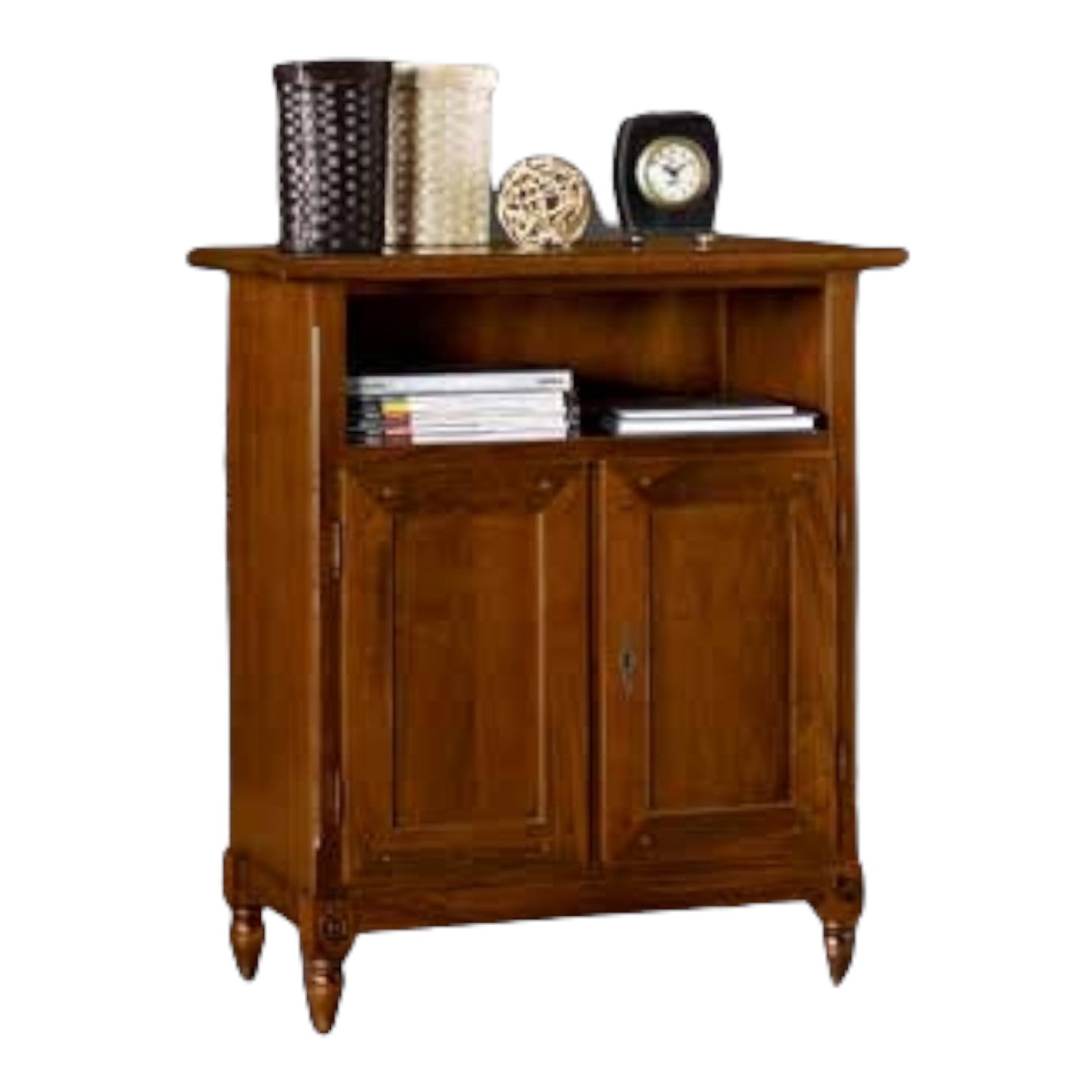 Porta tv classico arte povera in legno 2 porte tinta noce l.81 p.43 h.94