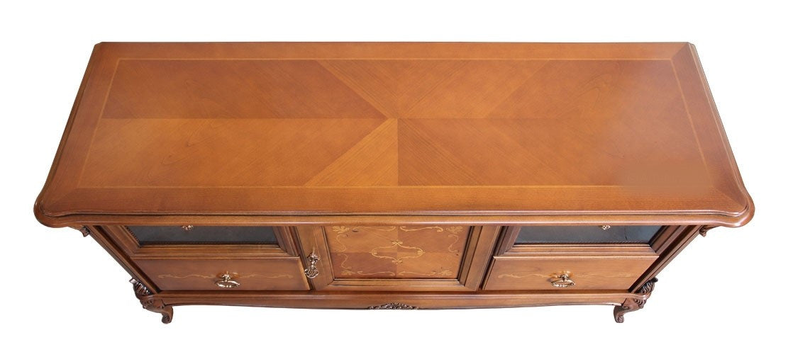 Porta tv classico in legno 1 porta 2 cassetti 2 ribalte bassano l.141 p.47 h.70 - Mobili 2G