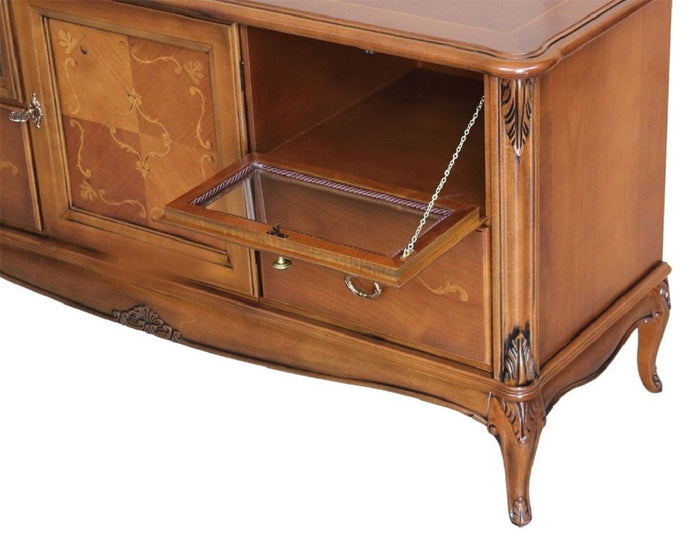 Porta tv classico in legno 1 porta 2 cassetti 2 ribalte bassano l.141 p.47 h.70 - Mobili 2G