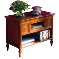 Porta tv classico in legno 2 cassetti 1 ribalta finitura bassano l.100 p.51 h.75 - Mobili 2G