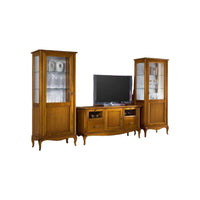 Porta tv classico in legno 2 cassetti 2 ribalte finitura bassano l.141 p.47 h.70 - Mobili 2G