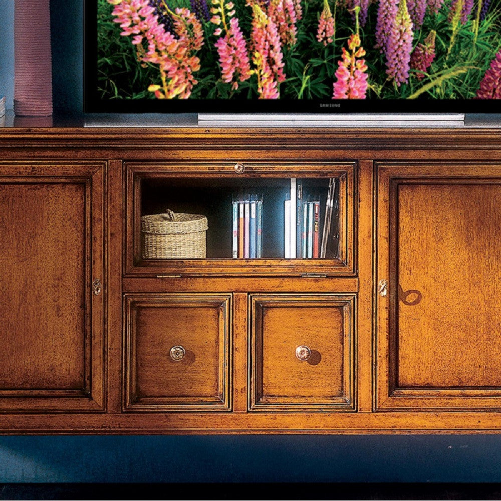 Porta tv classico in legno 2 porte 2 cassetti finitura bassano l.140 p.45 h.70 - Mobili 2G
