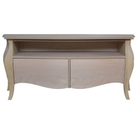 Porta tv  classico in legno bombato 2 cassetti grezzo l.141 p.45 h.62 (3267) - Mobili 2G