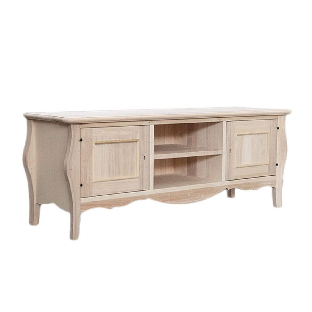 Porta tv  classico in legno bombato 2 porte grezzo l.160 p.50 h.61 (3084) - Mobili 2G