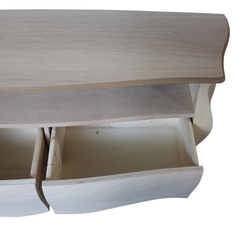 Porta tv  classico in legno bombato 3 cassetti grezzo l.176 p.45 h.62 (3268) - Mobili 2G