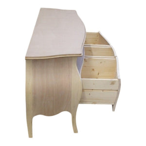 Porta tv  classico in legno bombato 3 cassetti grezzo l.176 p.45 h.62 (3268) - Mobili 2G