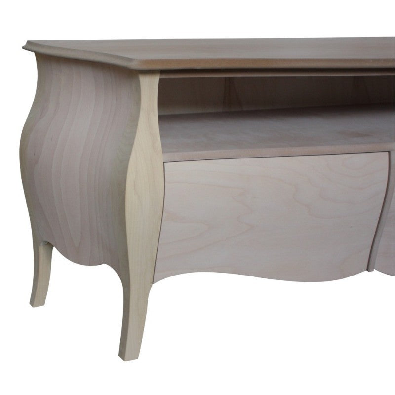 Porta tv  classico in legno bombato 3 cassetti grezzo l.176 p.45 h.62 (3268) - Mobili 2G