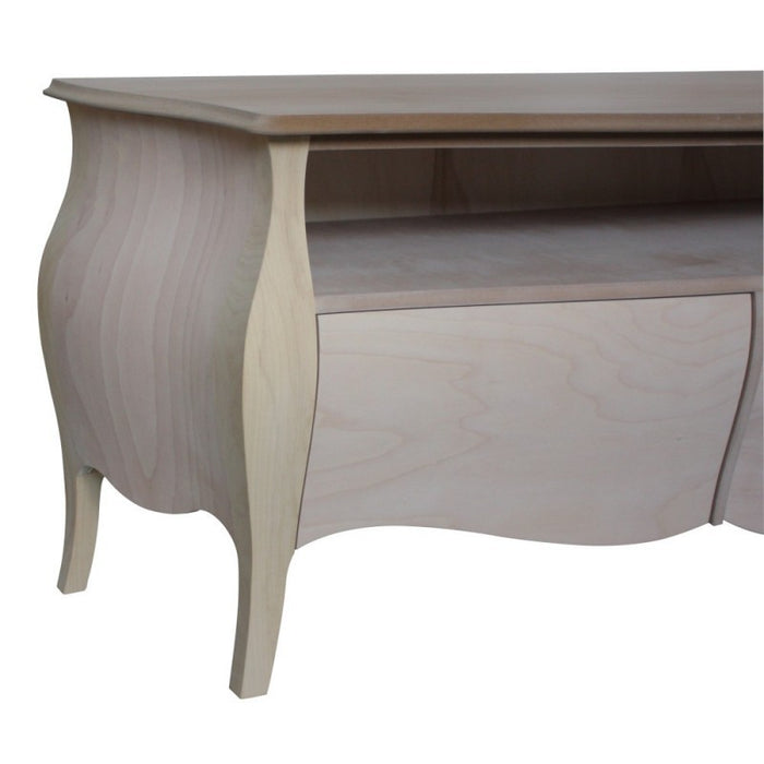 Porta tv  classico in legno bombato 3 cassetti grezzo l.176 p.45 h.62 (3268) - Mobili 2G
