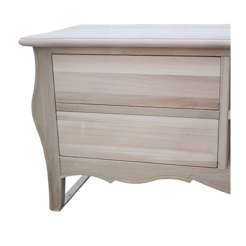 Porta tv  classico in legno bombato 4 cassetti grezzo l.182 p.50 h.61 (3026) - Mobili 2G