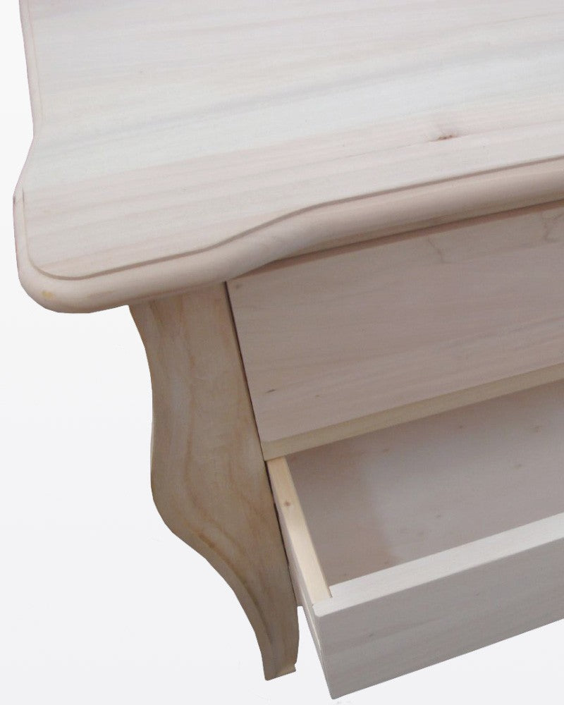 Porta tv  classico in legno bombato 4 cassetti grezzo l.182 p.50 h.61 (3026) - Mobili 2G