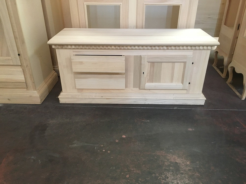 Porta tv in elgno 1 anta 2 cassetti grezzo  l.141 p.50 h.61 (902) - Mobili 2G