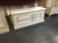 Porta tv in elgno 1 anta 2 cassetti grezzo  l.141 p.50 h.61 (902) - Mobili 2G