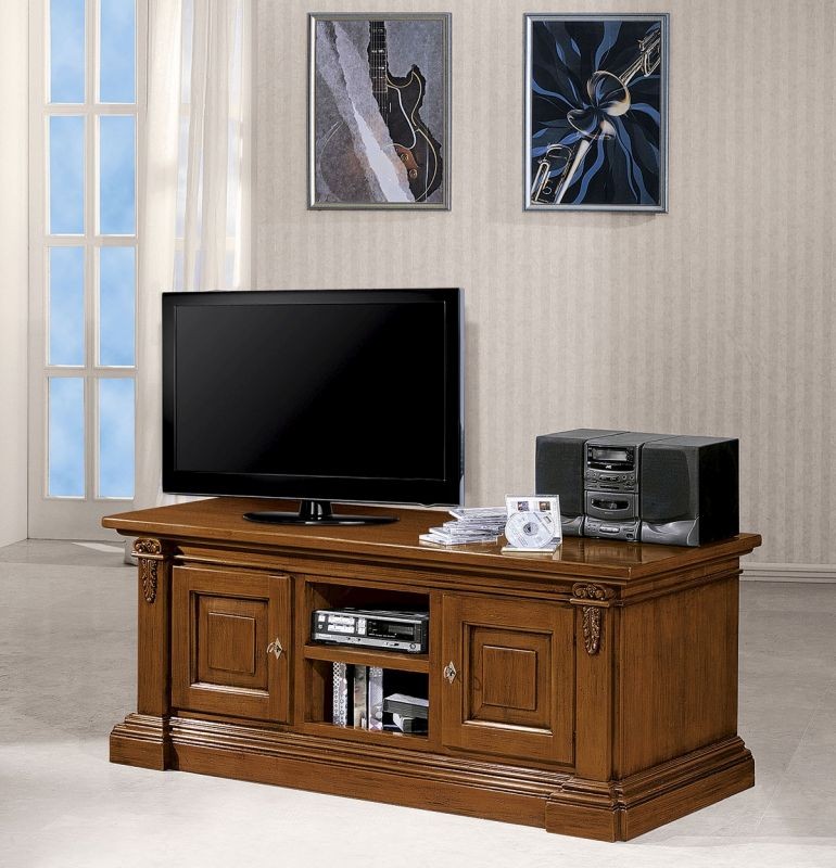 Porta tv in legno 2 porte arte povera tinta noce 158x60x62 (401) - Mobili 2G