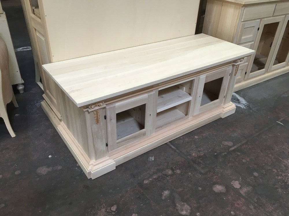 Porta tv in legno 2 porte arte povera tinta noce 158x60x62 (401) - Mobili 2G