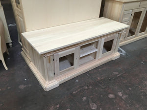 Porta tv in legno 2 porte arte povera tinta noce 158x60x62 (401) - Mobili 2G