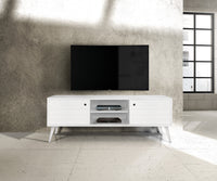 Porta tv in legno abete spazzolato bianco 160x45x55 (883) - Mobili 2G