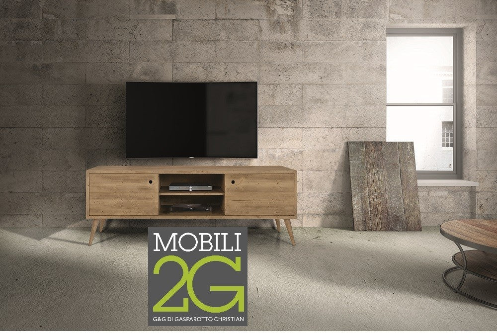 Porta tv in legno abete spazzolato naturale 160x45x55 (884) - Mobili 2G