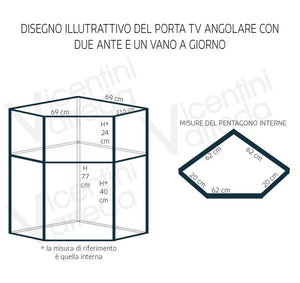 Porta tv in legno arte povera ad angolo tinta noce 72x63xh80 (376) - Mobili 2G