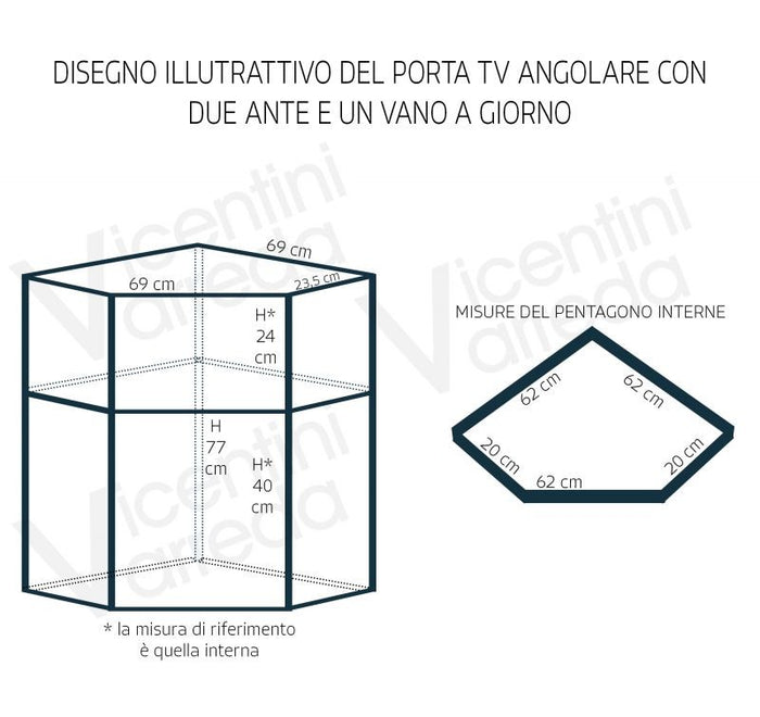 Porta tv in legno arte povera ad angolo tinta noce 72x63xh80 (376) - Mobili 2G