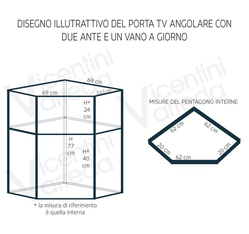 Porta tv in legno arte povera ad angolo tinta noce 72x63xh80 (376) - Mobili 2G