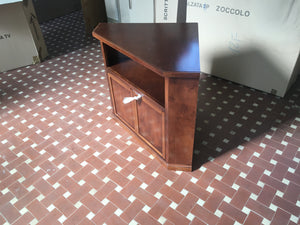 Porta tv in legno arte povera ad angolo tinta noce 72x63xh80 (376) - Mobili 2G