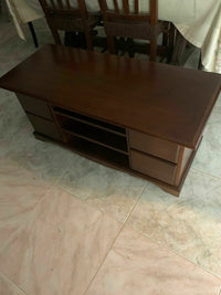 Porta tv in legno arte povera tinta noce l.117 p.49 h.53 (536) - Mobili 2G