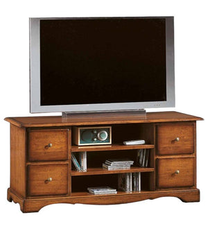 Porta tv in legno arte povera tinta noce l.117 p.49 h.53 (536) - Mobili 2G