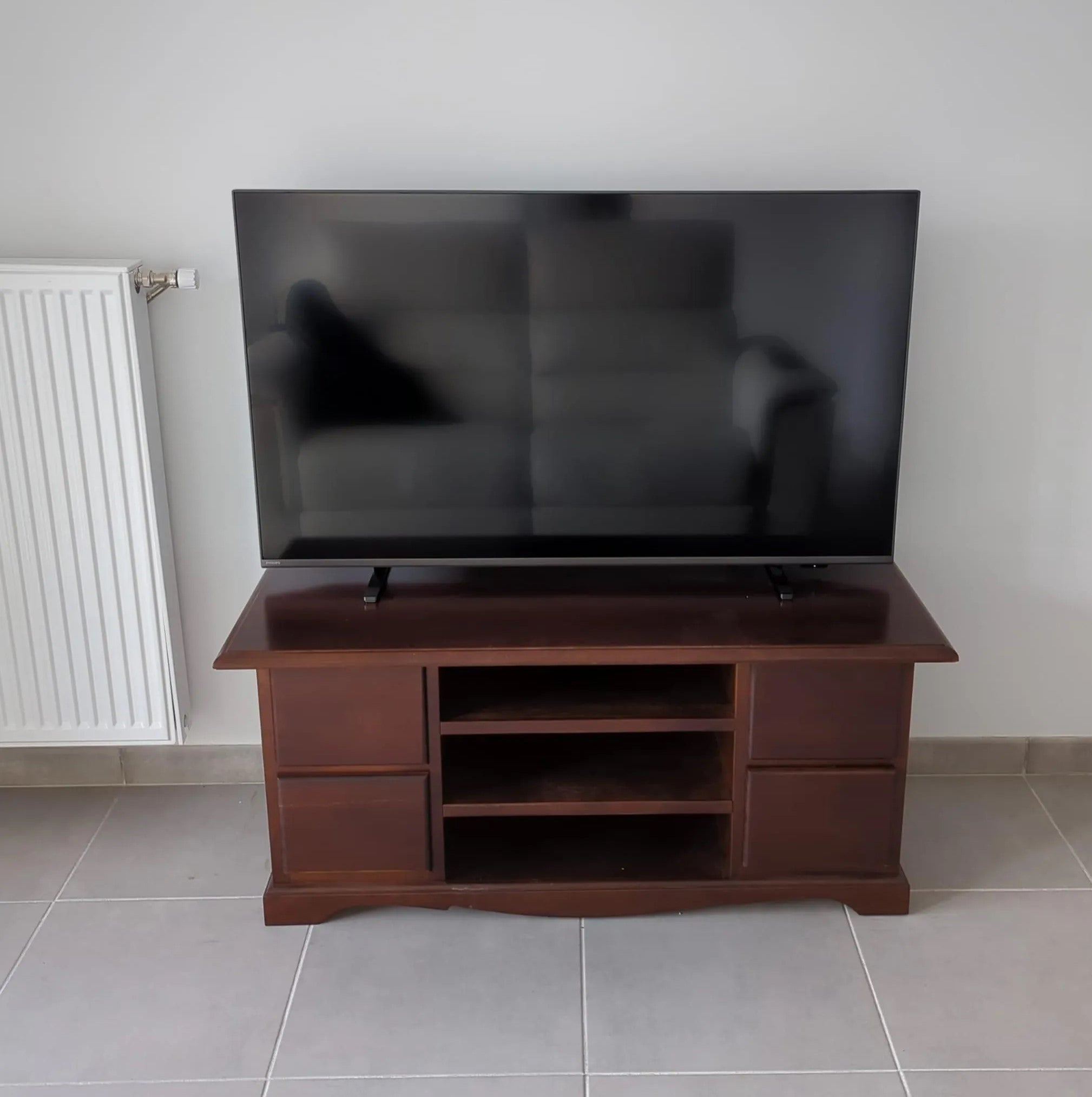 Porta tv in legno arte povera tinta noce l.117 p.49 h.53 (536) - Mobili 2G