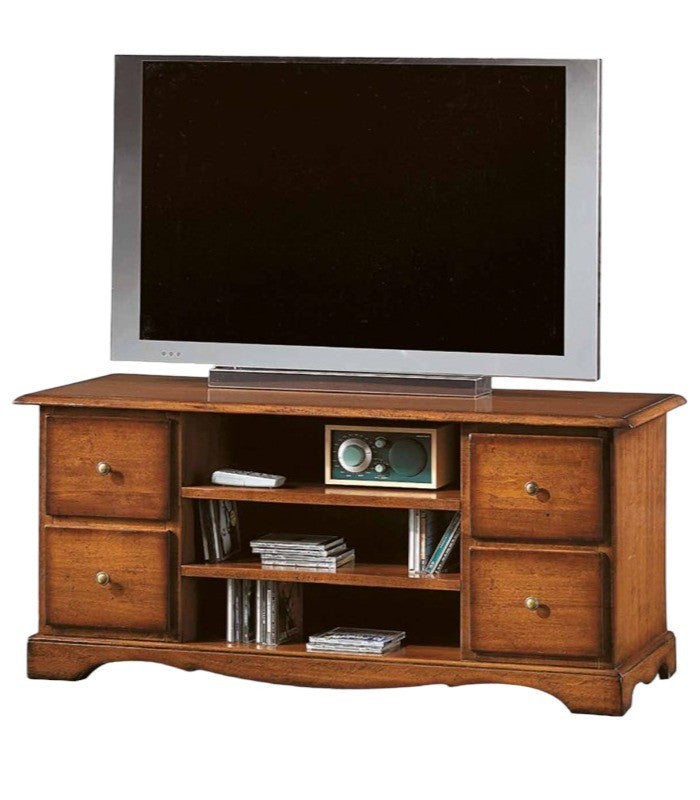 Porta tv in legno arte povera tinta noce l.117 p.49 h.53 (536) - Mobili 2G