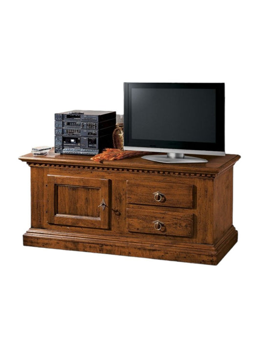 Porta tv in legno classico 2 cassetti 1 porta tinta noce 141x50x60 (902) - Mobili 2G
