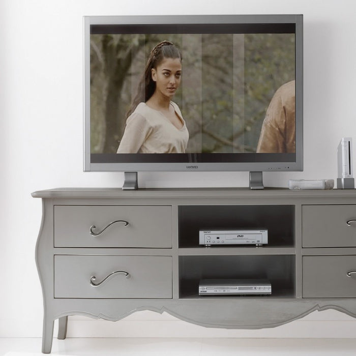 Porta tv in legno in legno shabby tortora madreperla 182x50x61 (1372) - Mobili 2G