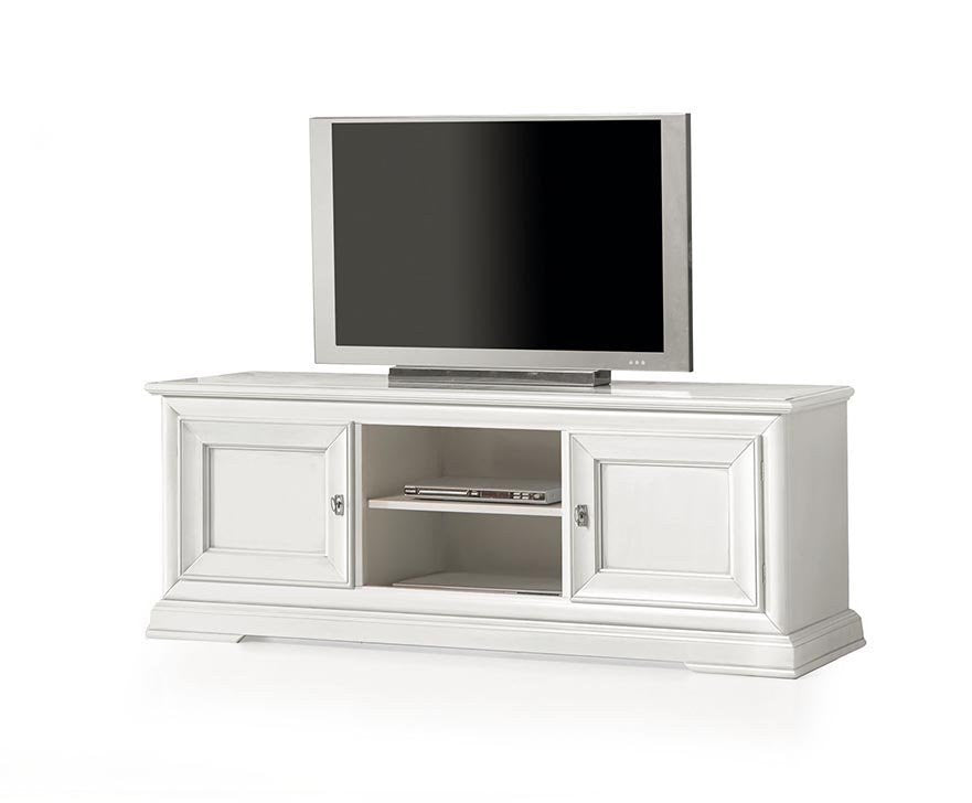 Porta tv in legno shabby 2 porte bianco 162x51x61 (3128) - Mobili 2G