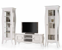 Porta tv in legno shabby bianco/foglia argento 160x50x61 (3084) - Mobili 2G