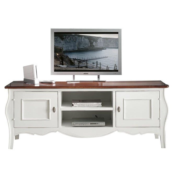 Porta tv in legno shabby chic bicolore l.160 p.50 h.61 (3084) - Mobili 2G