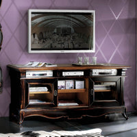  porta tv legno 2 porte shabby nero consumato 163x50x76