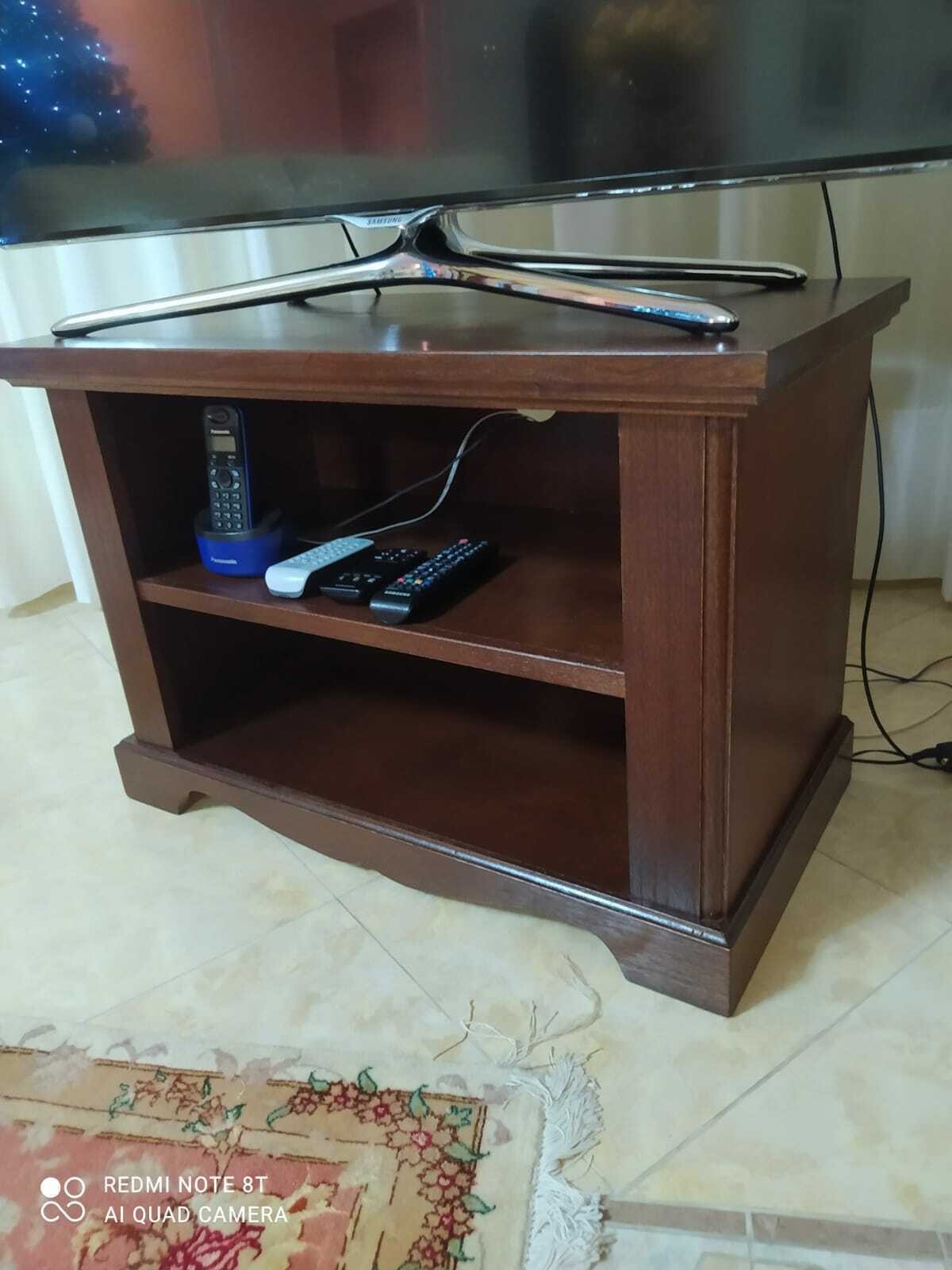 Porta tv legno arte povera colore noce scuro 75x40x51