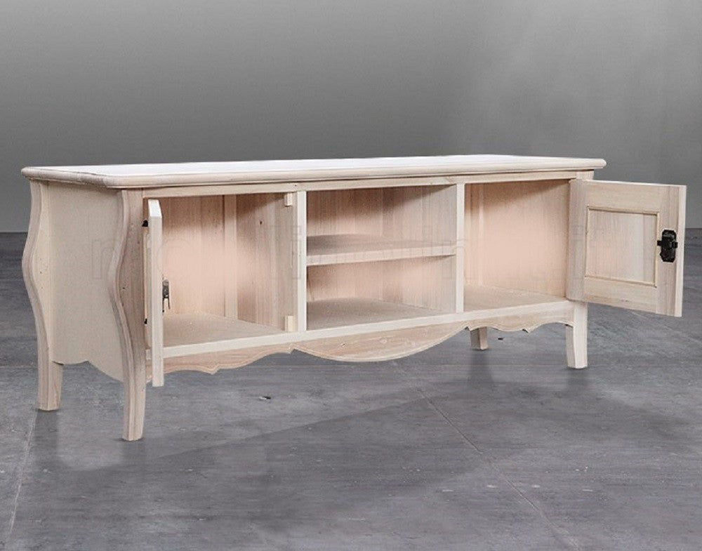 Porta tv legno shabby bianco anticato decori 160x50x61 (3084) - Mobili 2G