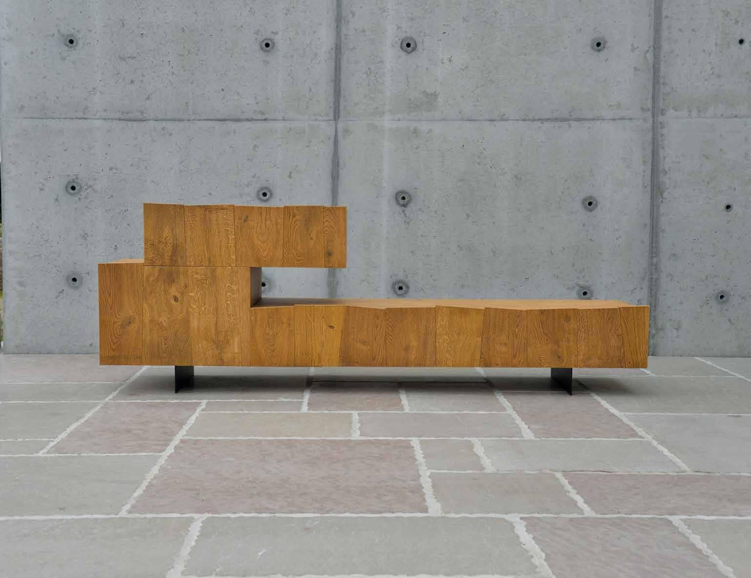 Porta tv moderno in legno rovere nodato l.180 p.45 h.68 - Mobili 2G