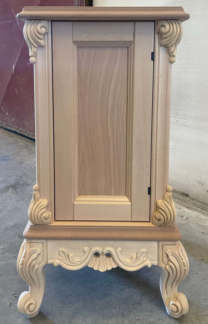 Porta vasi credenzina classico barocco legno grezzo 41x41x70 - Mobili 2G