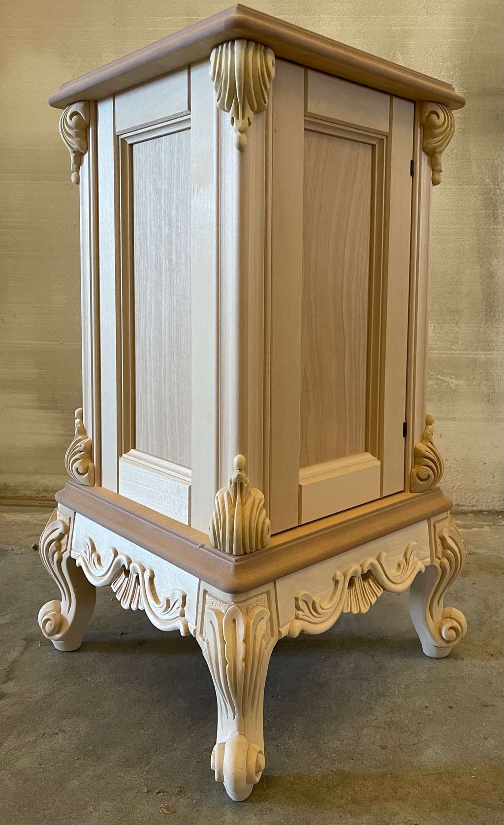 Porta vasi credenzina classico barocco legno grezzo 41x41x70 - Mobili 2G