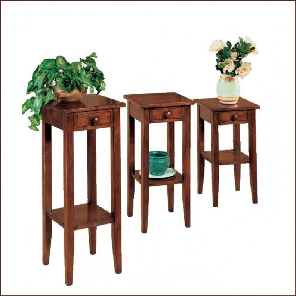 Porta vasi in legno 1 cassetto tinta noce l.32 p.32 h.80 - Mobili 2G