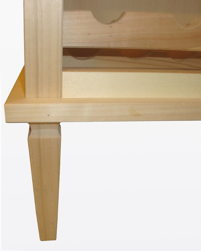 Portabottiglie con vassoio in legno classico grezzo l.57 p.37 h.105 (1214) - Mobili 2G