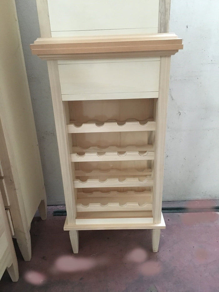 Portabottiglie con vassoio in legno classico grezzo l.57 p.37 h.105 (1214) - Mobili 2G