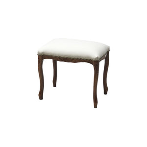 Pouff imbottito ecopelle beige legno noce scuro 43x33x43 - Mobili 2G